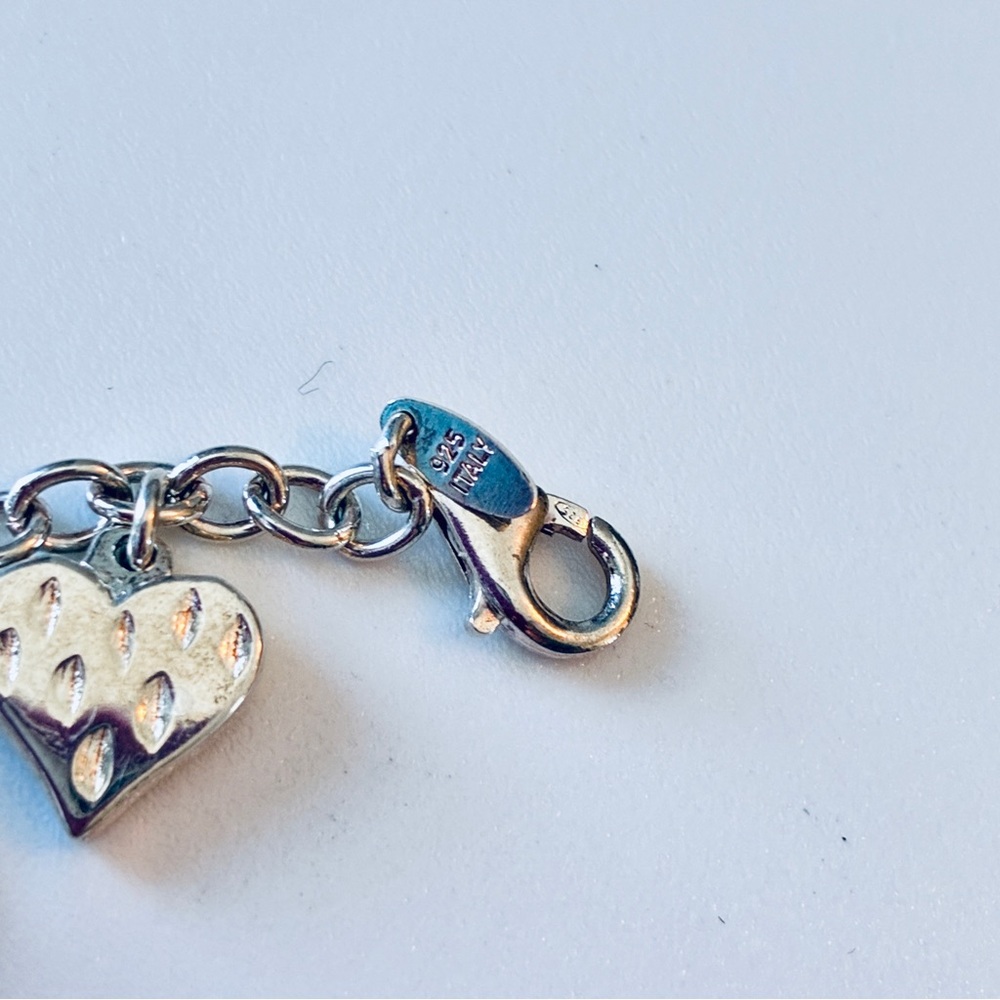 JCM Mauritius 925 Sterling Silver Puffy Heart Charm Bracelet - Picture 5 of 5